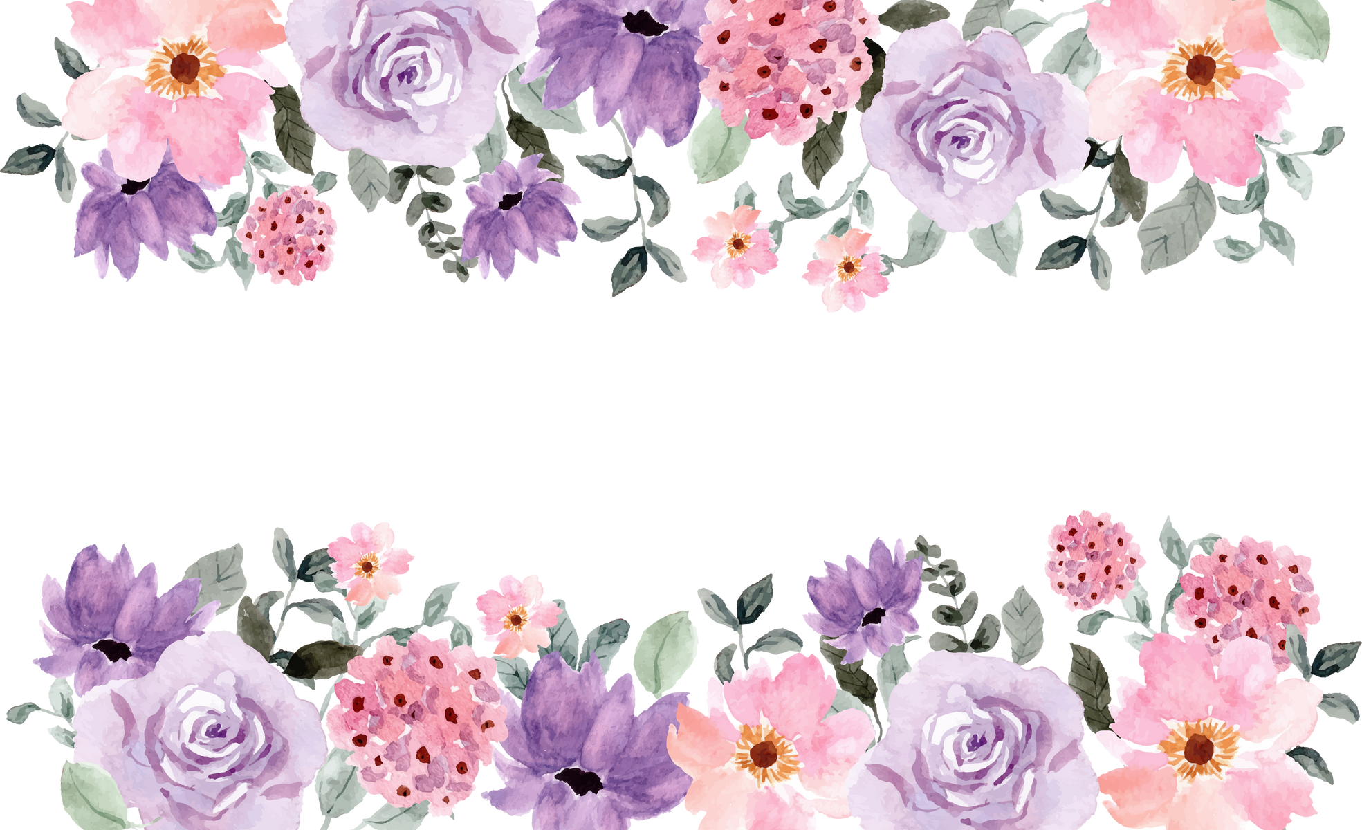 purple pink floral border